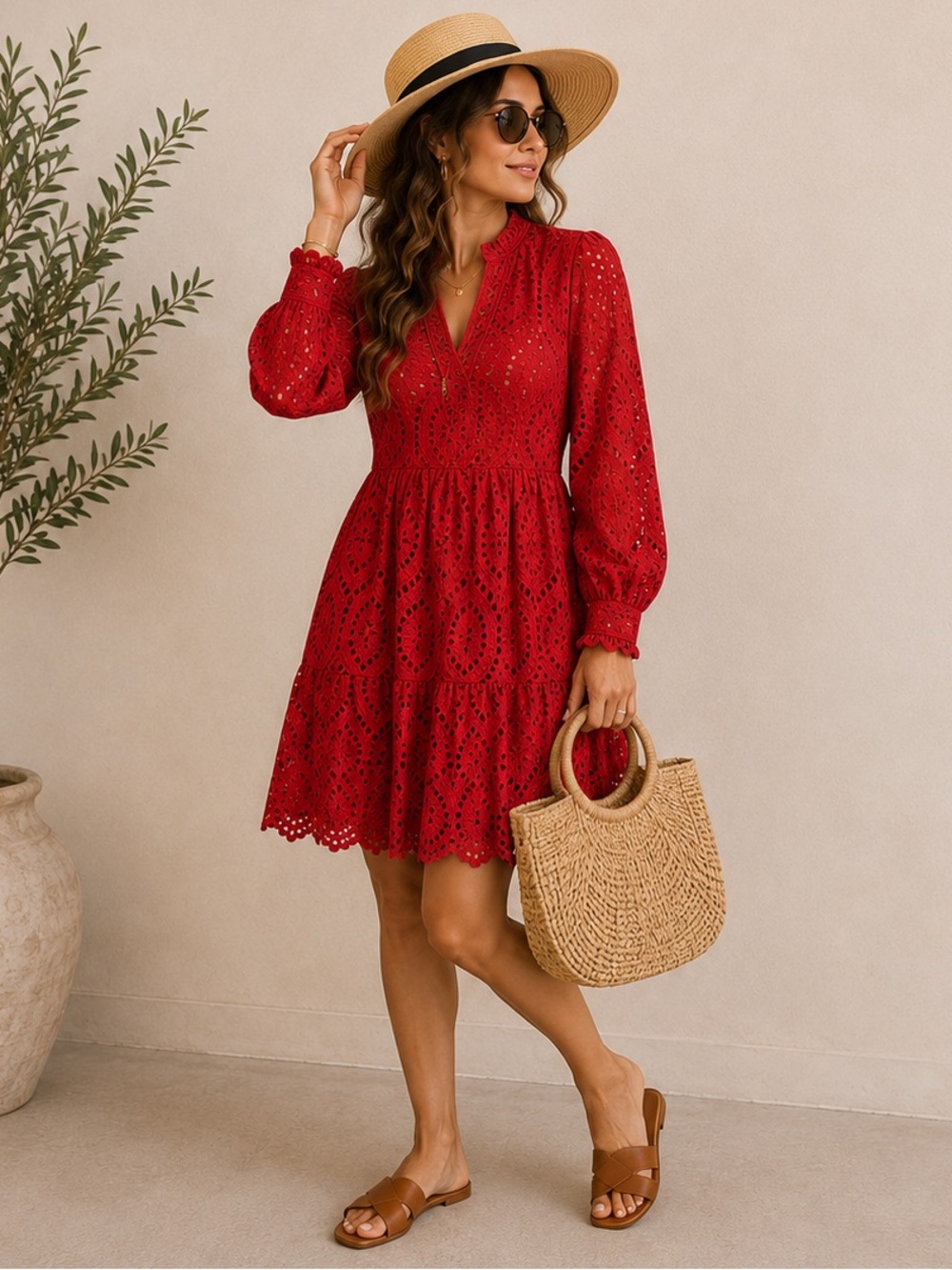 YAS holi eyelet dress